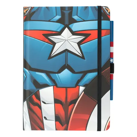 Cuaderno Premium A5 Con Boligrafo Marvel Capitan America - Uniforme