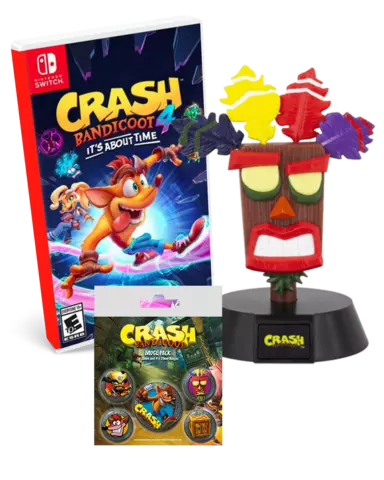Comprar Crash Bandicoot 4: It's About Time + Lámpara 3D Aku Aku + Set de 5 Chapas Crash Bandicoot  Switch Pack Lámpara Aku Aku
