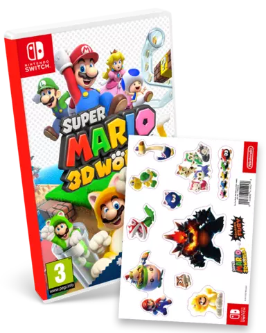 Comprar Super Mario 3D World + Bowser's Fury + Set de Pegatinas Oficiales Switch Pack merchandising
