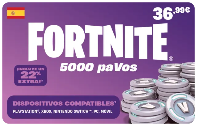 Tarjeta Regalo Fortnite 5.000 paVos Epic Games