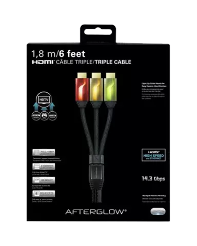 Set de 3 Cables HDMI 6' AfterGlow (Rojo/Dorado/Verde)